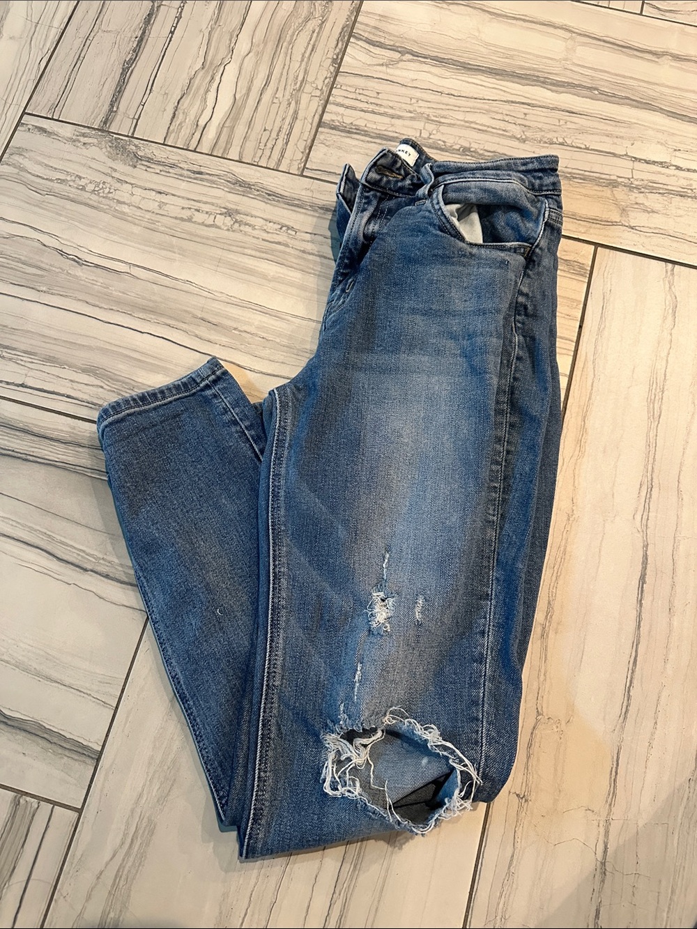 Distressed Flying Monkey Blue Denim Jeans